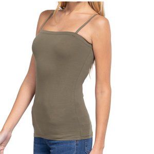 NWT-Soft, Stretchy Women's Tube Top Camisole with Adjustable Straps, Olive Green